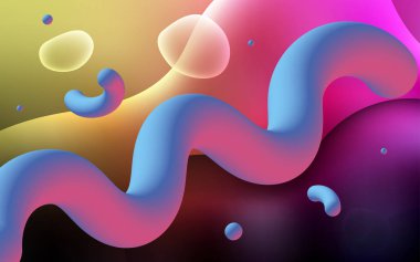 Bükülmüş çizgileri olan koyu pembe, sarı vektör arkaplanı.