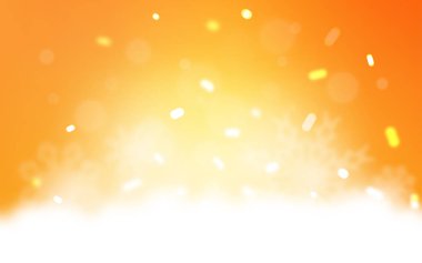 Parlak kar taneleri ile hafif sarı vektör düzeni.