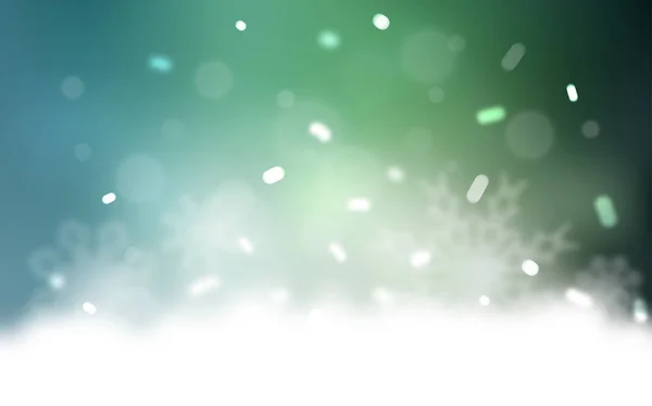 Hellblaue, grüne Vektorhülle mit schönen Schneeflocken. — Stockvektor