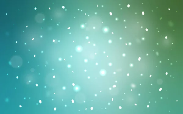 Bleu clair, couverture vectorielle verte avec de beaux flocons de neige. — Image vectorielle