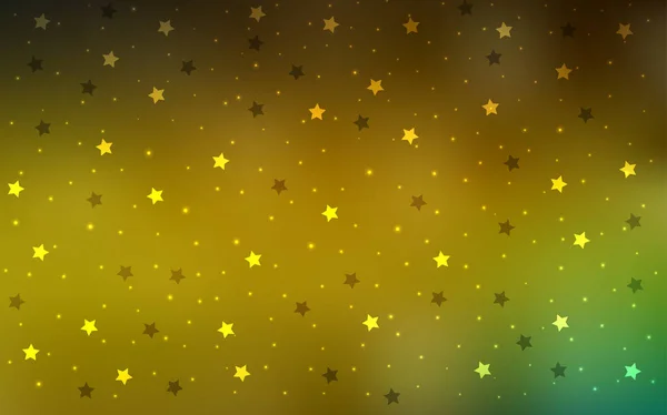 Verde escuro, capa de vetor amarelo com estrelas pequenas e grandes . — Vetor de Stock