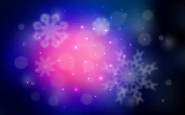 Rose foncé, texture vectorielle bleue avec flocons de neige colorés . — Image vectorielle