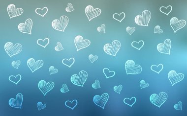 Yürekleri ışık mavi vektör arka plan.