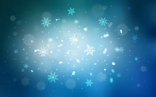 Textura vectorial azul claro con copos de nieve de colores. — Vector de stock