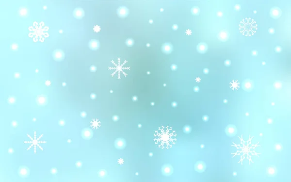 Lichtblauw vector patroon met kerst sneeuwvlokken. — Stockvector