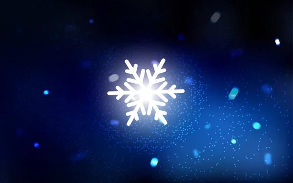 Fondo vectorial azul oscuro con copos de nieve de Navidad. — Vector de stock