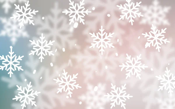 淡いピンク、緑のベクトルテクスチャと色雪の結晶. — ストックベクタ
