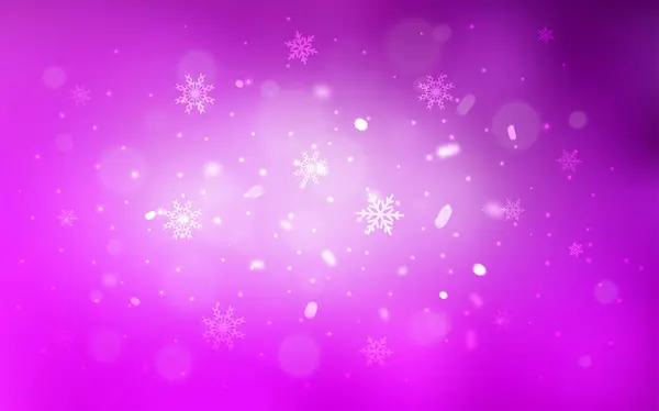 Luz púrpura vector de fondo con copos de nieve de Navidad. — Vector de stock