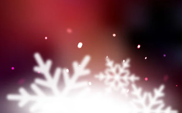 크리스마스 눈송이와 어두운 빨간색 벡터 배경. — 스톡 벡터