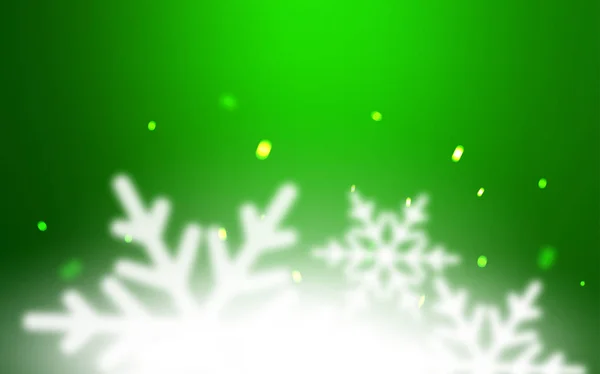 Modello vettoriale verde chiaro con fiocchi di neve di ghiaccio. — Vettoriale Stock