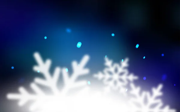 Fondo vectorial azul oscuro con copos de nieve de Navidad. — Archivo Imágenes Vectoriales