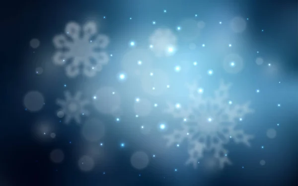 Sfondo vettoriale blu scuro con fiocchi di neve natalizi. — Vettoriale Stock