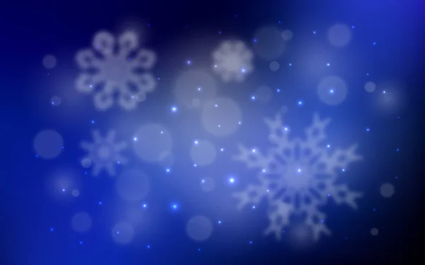 Textura vectorial azul oscuro con copos de nieve de colores . — Vector de stock