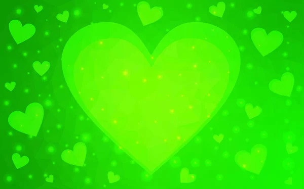 Fond d'amour vecteur vert clair avec coeur . — Image vectorielle