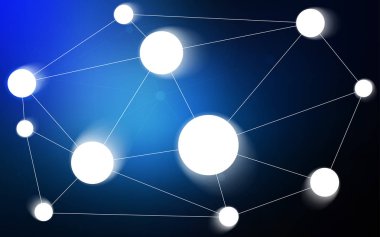 Koyu mavi vektör arka plan kabarcıklar, hatları ile.