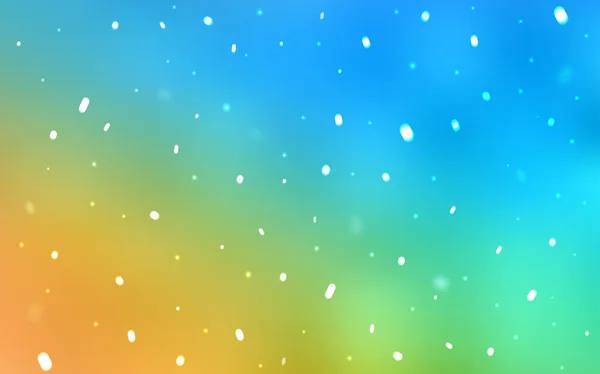 Ljusblå, gul vektor layout med ljusa snöflingor. — Stock vektor