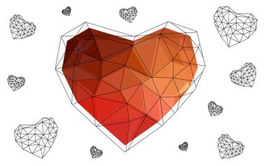 Beyaz arka plan üzerinde izole ışık kırmızı vektör kalp.