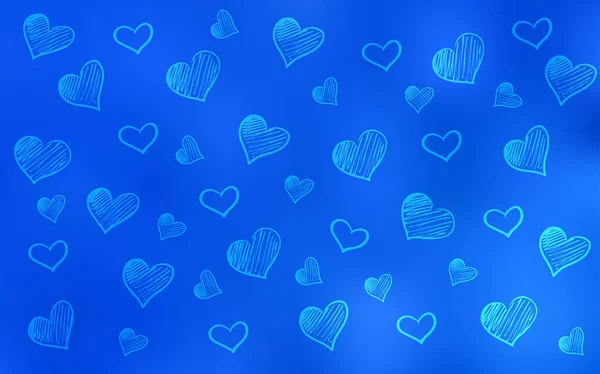 Plantilla vectorial Light BLUE con corazones de garabato . — Vector de stock