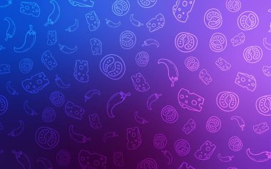 Pembe ışık, vektör düzen Restoran gıda ile mavi.