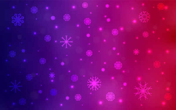 Violet foncé, texture vectorielle rose avec flocons de neige colorés . — Image vectorielle
