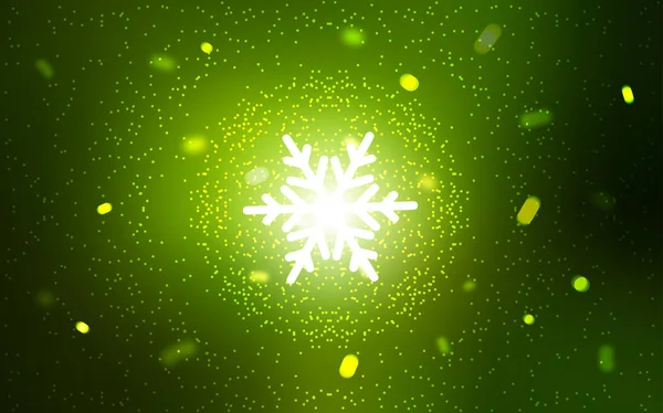 Gabarit vectoriel vert foncé avec flocons de glace . — Image vectorielle