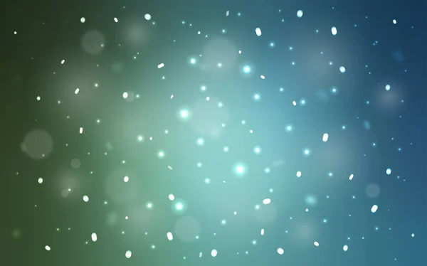 Azul claro, textura vectorial verde con copos de nieve de colores. — Vector de stock