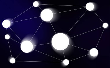 Noktalar, çizgiler ile koyu mavi vektör kapak.