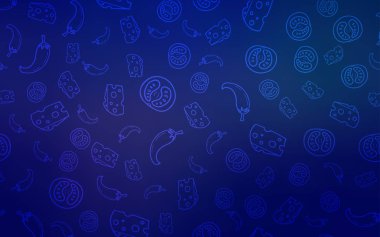 Organik yemek ile koyu mavi vektör şablonu.