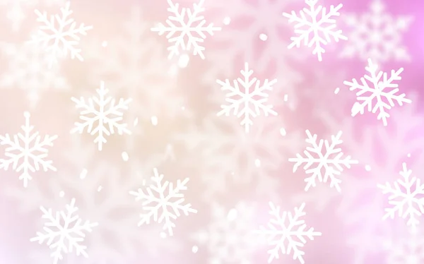 Rosa claro, cubierta de vector amarillo con hermosos copos de nieve . — Vector de stock