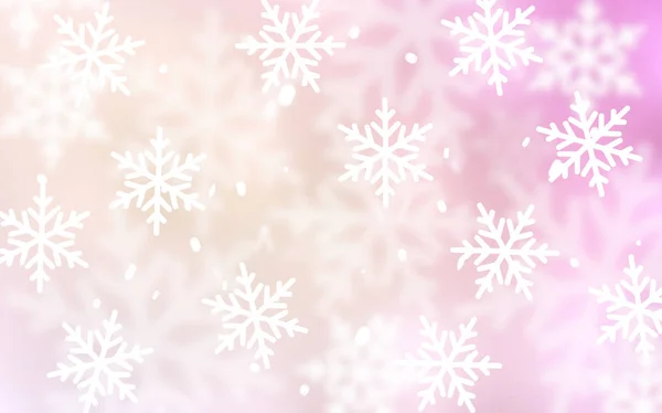 Light Pink, Yellow vector cover with beautiful snowflakes. — Stock Vector