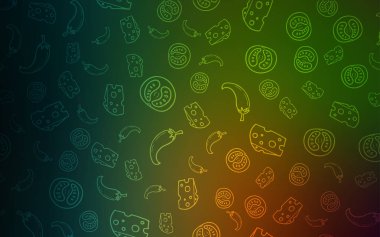 Koyu yeşil, kırmızı vektör şablon organik yemek ile.