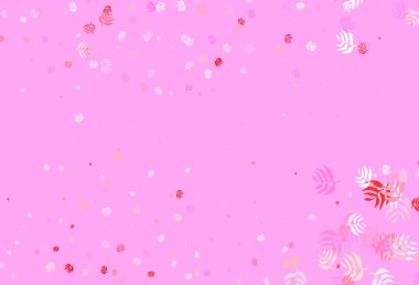 Açık pembe vektör çizimi yapraklarla. Soyut şablondaki karalamalarla dekoratif illüstrasyon. İşiniz için yeni tasarım.