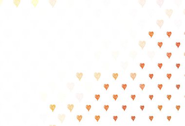 Tatlı kalpli açık kırmızı vektör arkaplanı. Renkli arkaplanda güzel soyut kalpler. Yıldönümü için bir iş ilanı tasarlamak.