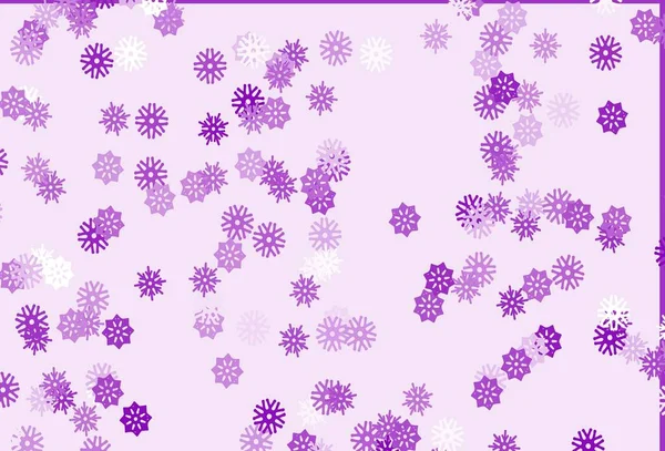 Textura Vectorial Púrpura Claro Con Copos Nieve Colores Ilustración Decorativa — Vector de stock