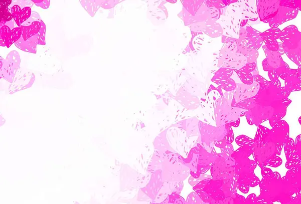 Licht Roze Vector Achtergrond Met Glanzende Harten Slimme Illustratie Met — Stockvector