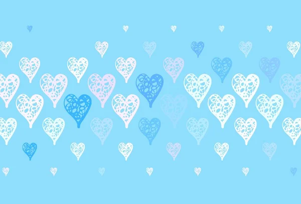 Light Pink Blue Vector Backdrop Sweet Hearts Decorative Design Hearts — Stock Vector