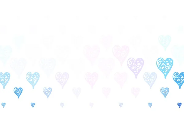 Rose Pâle Fond Vectoriel Bleu Avec Des Cœurs Doux Design — Image vectorielle