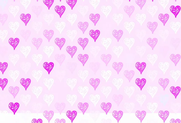 Light Purple Pink Vector Pattern Colorful Hearts Shining Illustration Hearts — Stock Vector