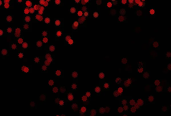 Tmavě Červený Vektorový Vzor Vánočními Vločkami Sníh Rozmazaném Abstraktním Pozadí — Stockový vektor