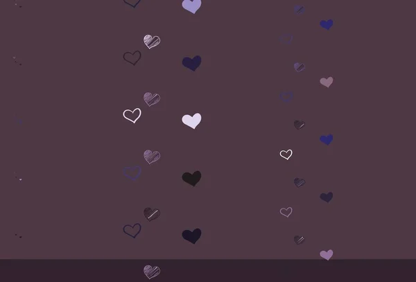 Luz Fondo Vectorial Púrpura Con Corazones Ilustración Inteligente Con Corazones — Vector de stock