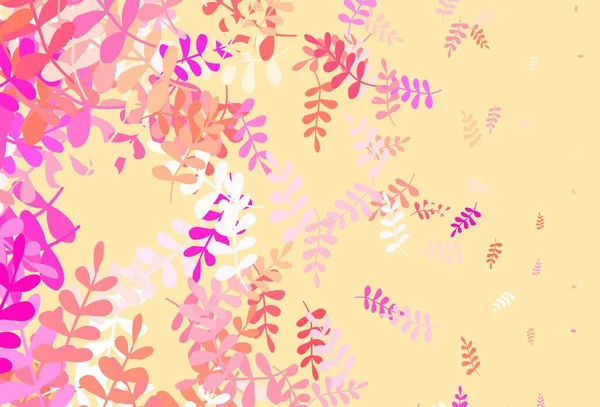 淡淡的粉红 黄色的矢量优雅的模板与叶子 色彩斑斓的图画 用树叶做成的涂鸦风格 童书多彩的图案 — 图库矢量图片