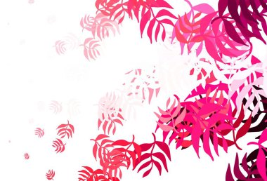 Açık Pembe, yapraklı kırmızı vektör soyut tasarımı. Bulanık şekilli ve yapraklı yepyeni bir resim. İşiniz için yeni tasarım.