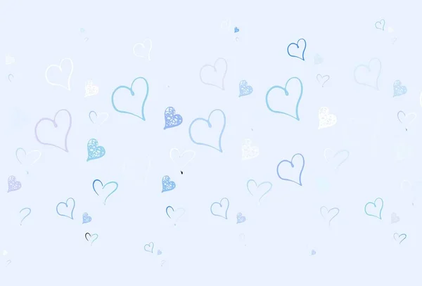 Hellrosa Blauer Vektorhintergrund Mit Leuchtenden Herzen Leuchtende Illustration Mit Herzen — Stockvektor