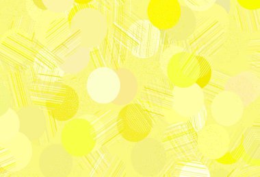 Küreli açık sarı vektör deseni. Renkli su damlaları olan modern soyut çizimler. İş ilanınız için tasarım.