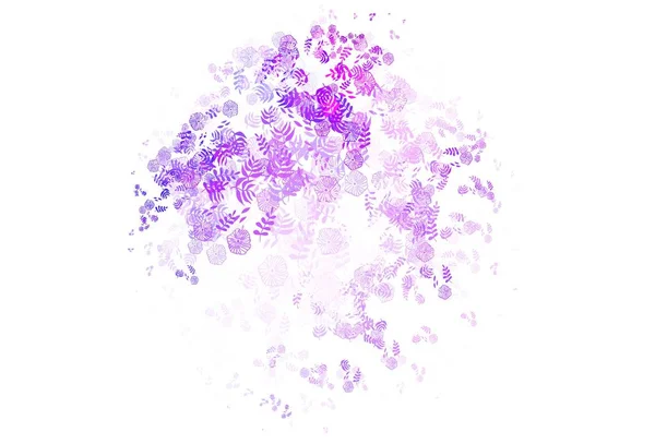 Sfondo Scarabocchiare Vettore Viola Chiaro Con Foglie Una Vaga Illustrazione — Vettoriale Stock