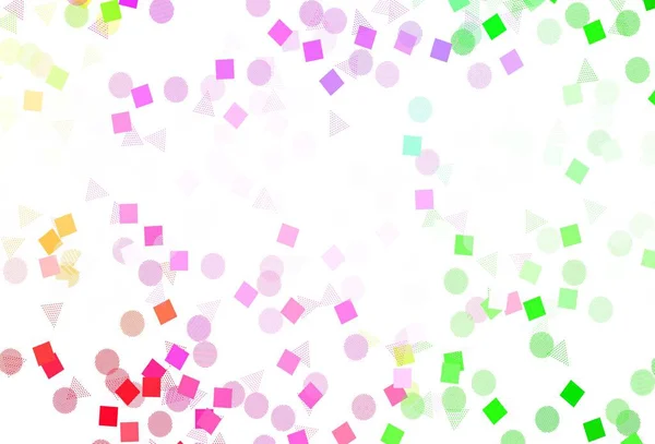 ライトピンク 菱形の緑のベクトルの背景 三角形 立方体と抽象的なグラデーションイラスト 小冊子やチラシの模様 — ストックベクタ