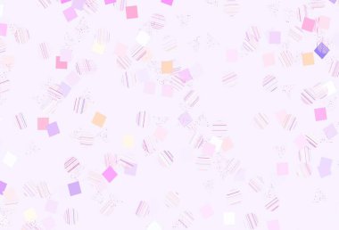 Açık Pembe, sarı vektör dokusu, daire şeklinde ve küp şeklinde. Çemberler, üçgenler ve küplerle soyut gradyan çizimi. İniş sayfası için modern şablon.