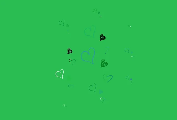 Světlá Růžová Zelená Vektorová Kulisa Sladkými Srdci Krásná Abstraktní Srdce — Stockový vektor