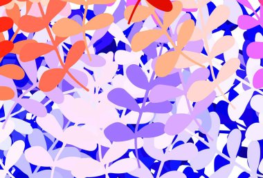 Açık mor vektör doğal arka plan yapraklı. Bulanık arka planda yaprakları olan eskiz karalamalar. Web siteniz için Doodle tasarımı.