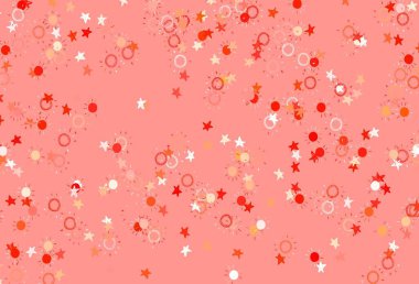 Küçük yıldızlı açık kırmızı vektör dokusu, güneşler. Parlak renkli çizimler, yıldızlar, güneşler. Reklamınız, posteriniz, afişiniz için en iyi tasarım.